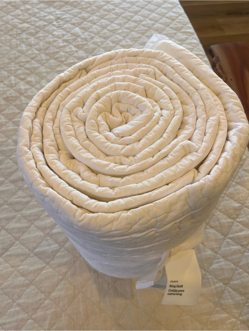 Crate&Barrel Cream Quilted King Quilt - Picture 5 of 6